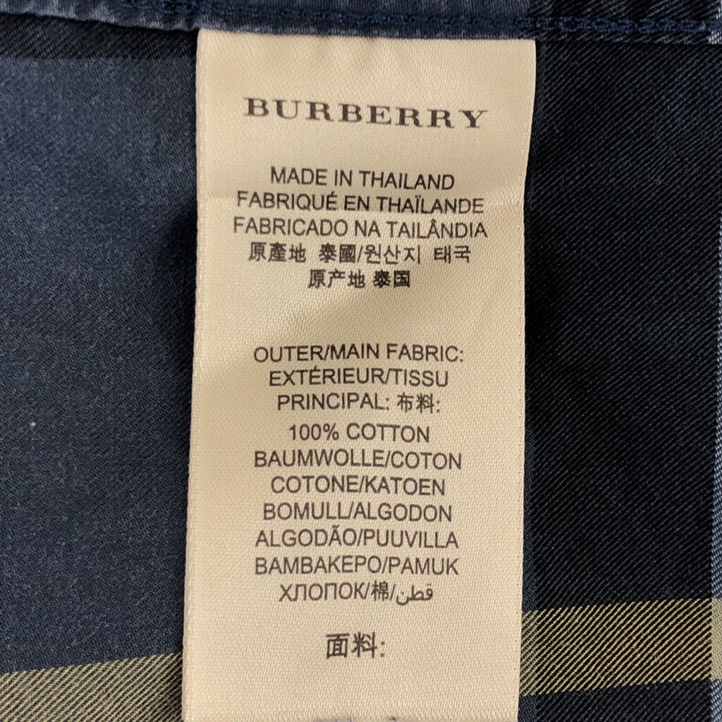 BURBERRY バーバリー ボタンダウン 長袖シャツ トップス カジュアル ユーロ チェック ブルー (メンズ XL) 中古 古着 P7039_画像4