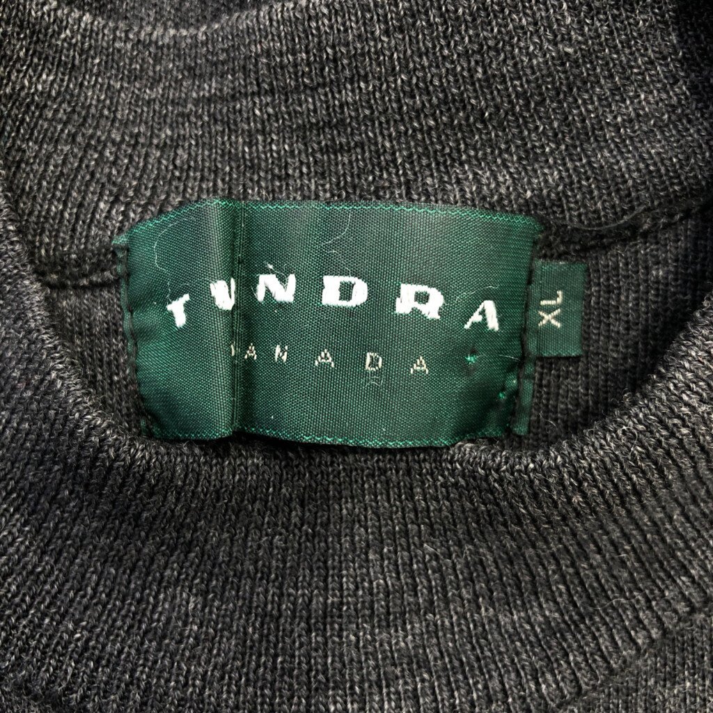 カナダ製 TUNDRA メリノウール ハイゲージニット モックネック セーター トップス カジュアル グレー (メンズ XL) 中古 古着 P7129_画像5