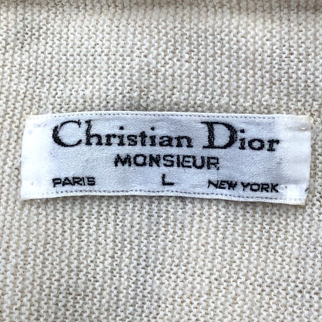 80年代 USA製 Christian Dior クリスチャン ディオール アクリルニット カーディガン ホワイト (メンズ L) P2403 1円スタート_画像7