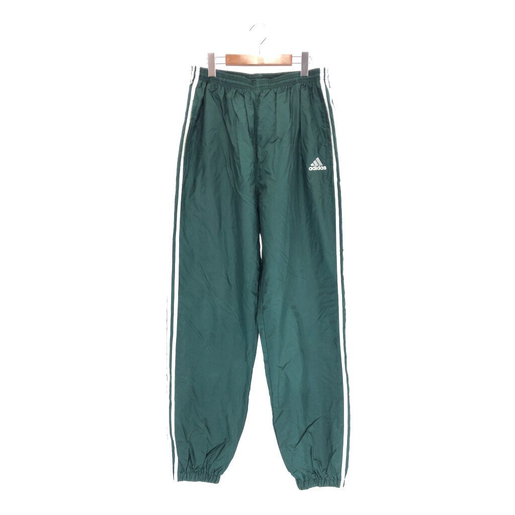 90年代 adidas アディダス ナイロン トラック パンツ サイドジップ グリーン (メンズ XL) P2784 1円スタート_画像1