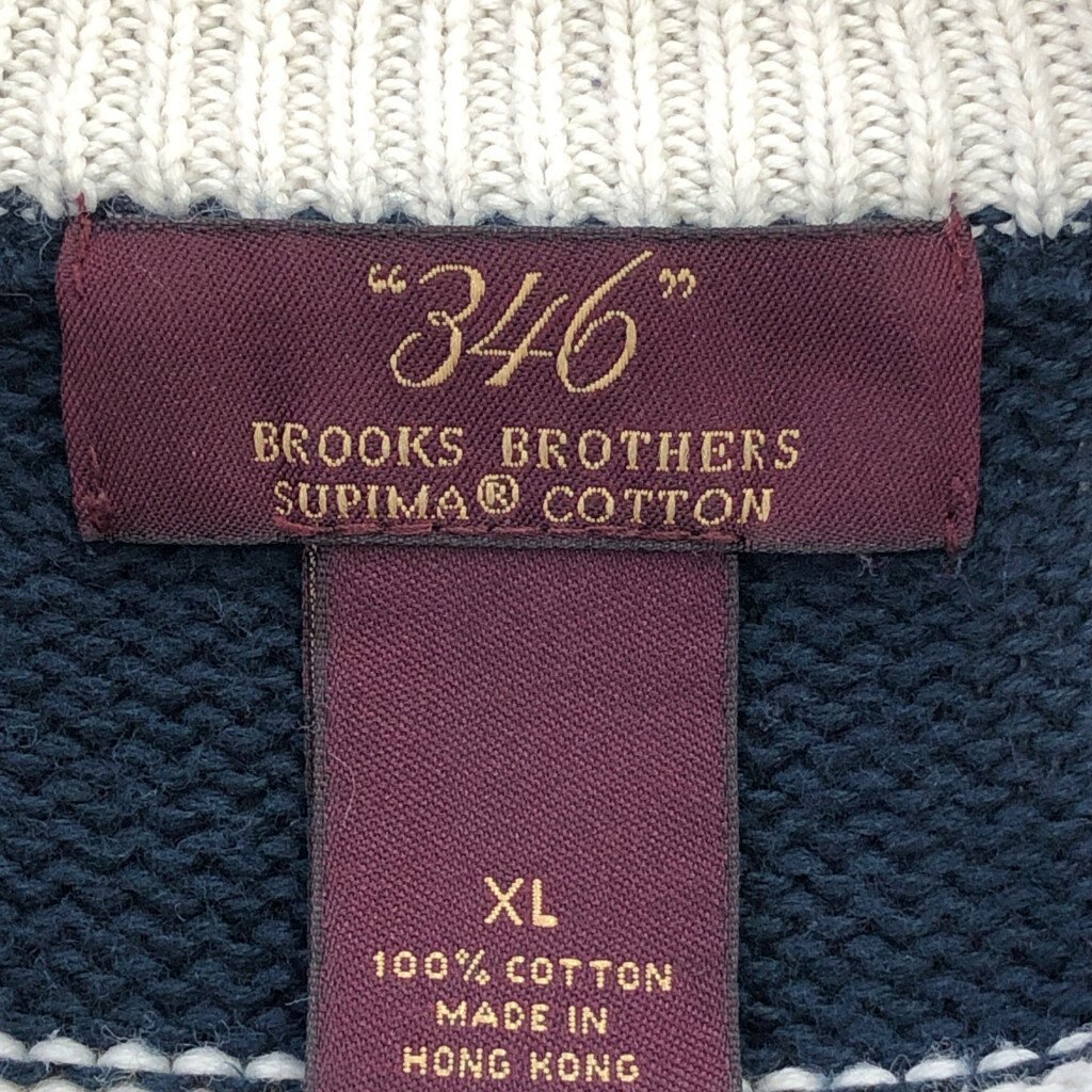 Brooks Brothers ブルックスブラザーズ ハーフジップニット セーター ボーダー ネイビー (メンズ XL) P2852 1円スタート_画像6