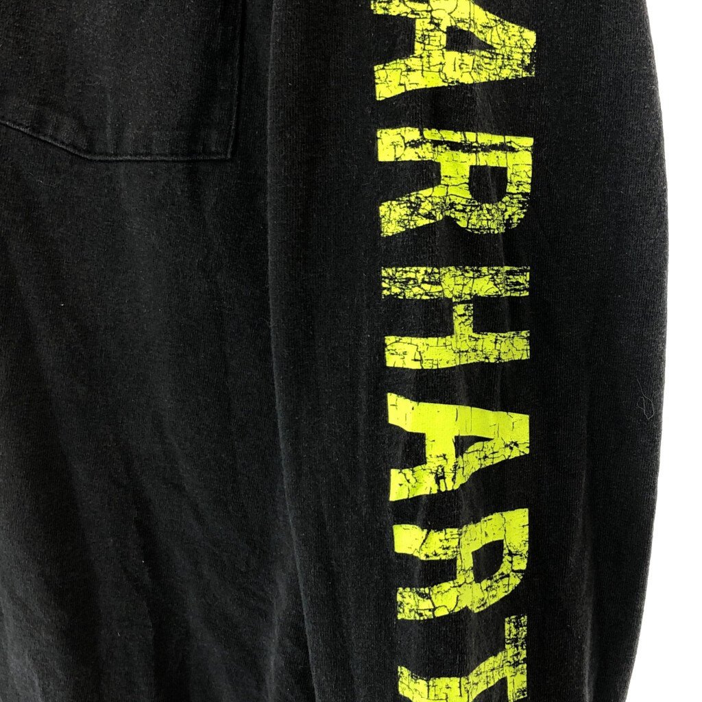 Carhartt カーハート ワンポイントロゴ 長袖Ｔシャツ ワーク 胸ポケット ブラック (メンズ M) P2940 1円スタート_画像5