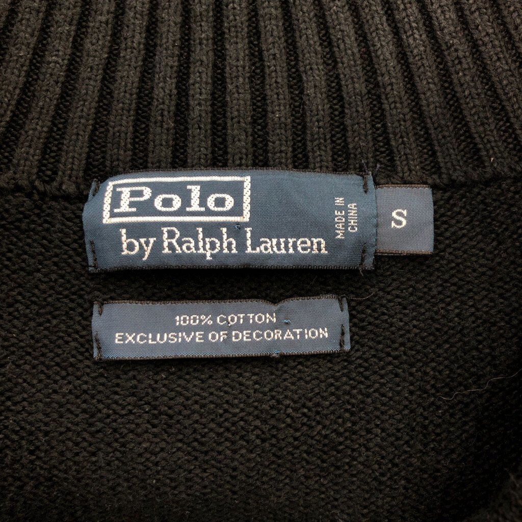 Polo by Ralph Lauren ポロ ラルフローレン ハーフジップ セーター 刺繍 ワンポイントロゴ ブラック (メンズ S) P2971 1円スタート_画像6