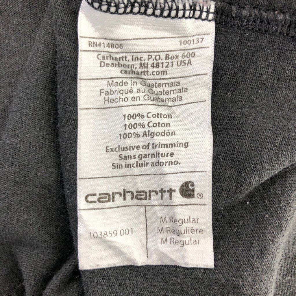 Carhartt カーハート ワンポイントロゴ 長袖Ｔシャツ ワーク 胸ポケット ブラック (メンズ M) P2940 1円スタート_画像8