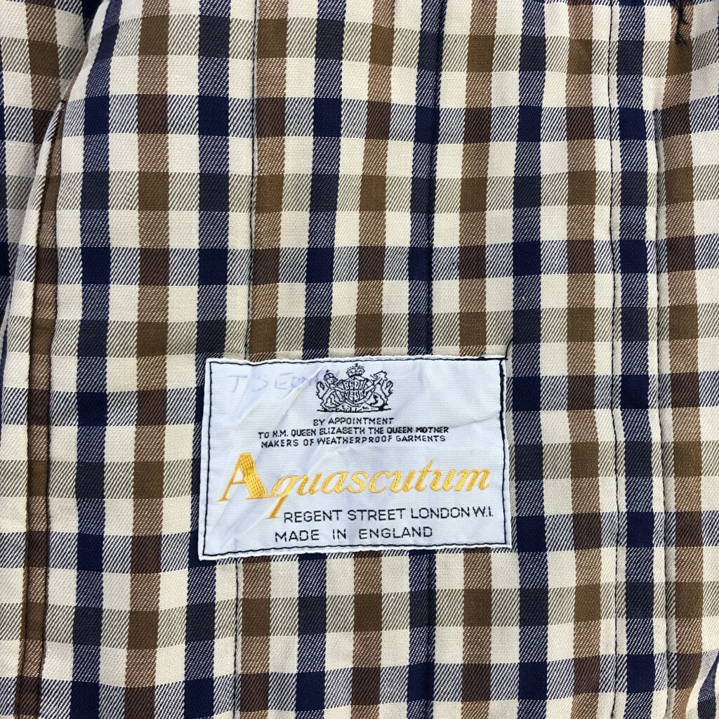 80年代 イングランド製 Aquascutum アクアスキュータム キルティングジャケット アウター ネイビー (メンズ S) 中古 古着 P8599_画像4