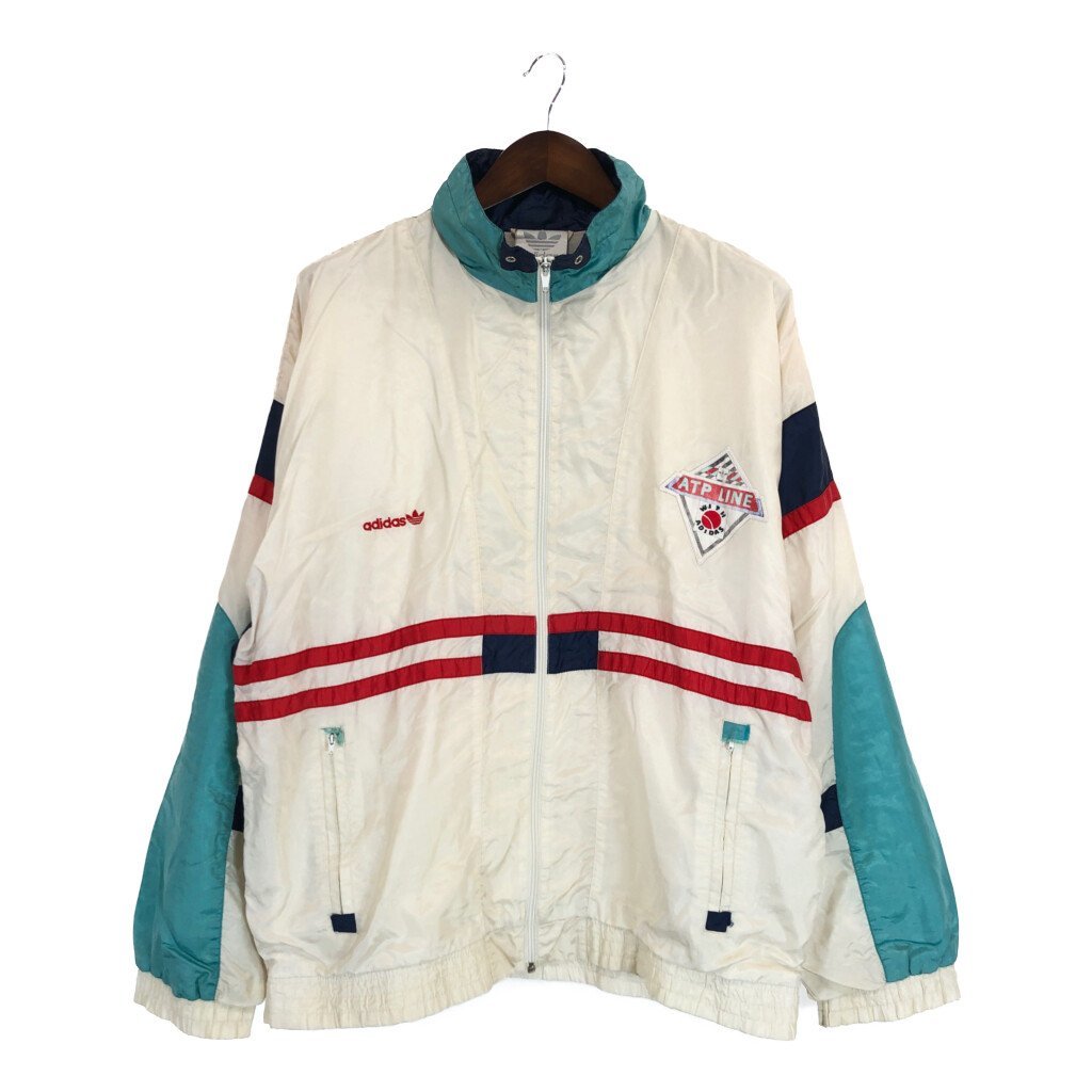 90年代 adidas アディダス ATPLINE ナイロン ジャケット スポーツウェア ホワイト (メンズ XL) P346 1円スタート_画像1