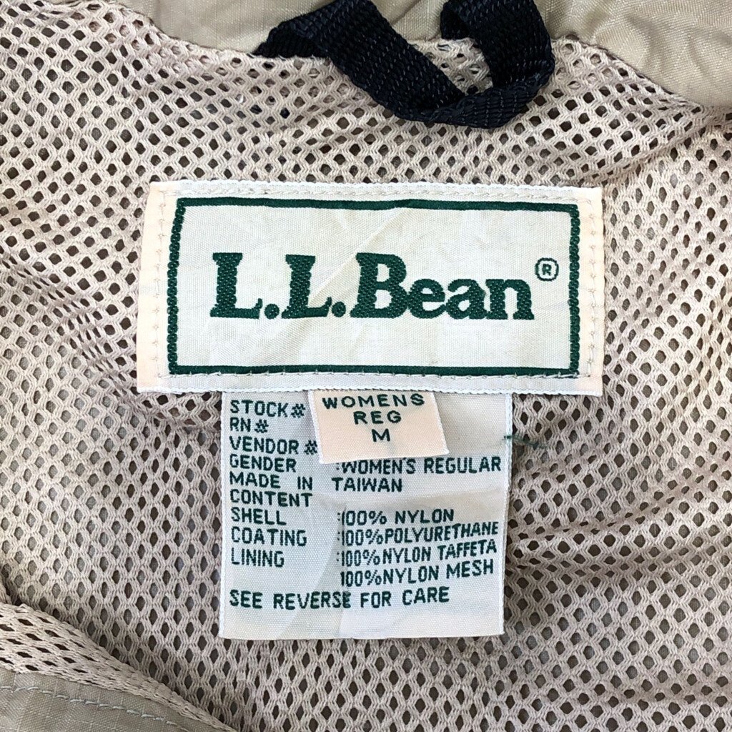 90年代 L.L.Bean エルエルビーン ナイロンコート アウトドア キャンプ アウター ベージュ (レディース REG M) P3503 1円スタート_画像7