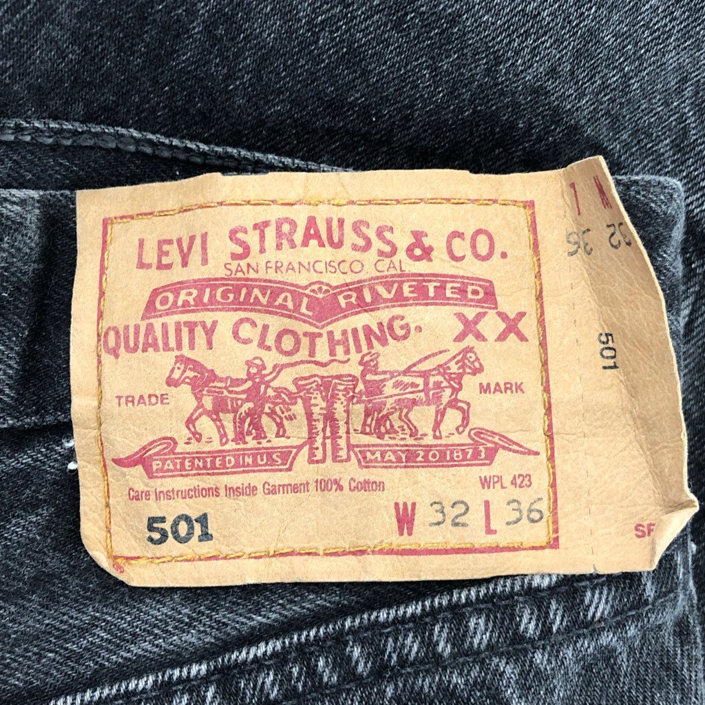 90年代 スペイン製 Levi's リーバイス 501 ストレート ブラック デニムパンツ アメカジ ブラック (メンズ W32 L36) P3631 1円スタート_画像6