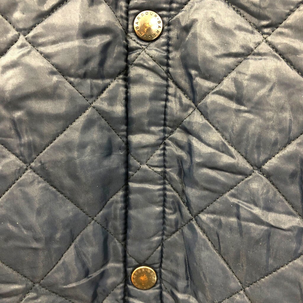 イングランド製 Barbour バブアー キルティングジャケット 大きいサイズ 刺繍 ユーロ ネイビー (メンズ XXL) P4130 1円スタート_画像4