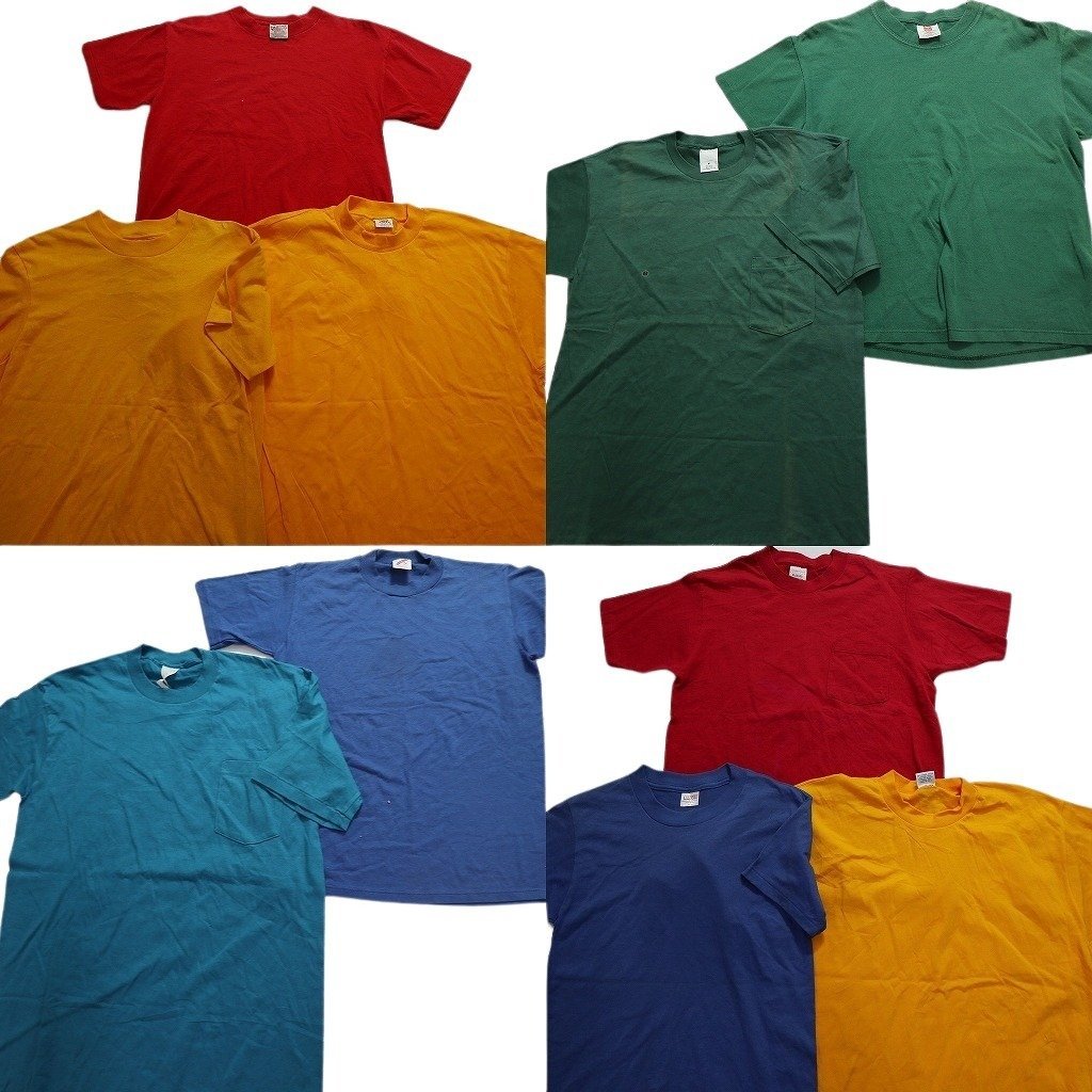 古着卸 まとめ売り ～90s　オールド 無地 プレーン 半袖Tシャツ 10枚セット (メンズ M ) カラー系 シングルステッチ TS4 MR7299