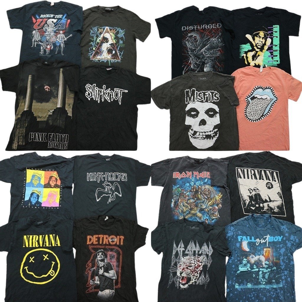 古着卸 まとめ売り 音楽・バンド 半袖Tシャツ 16枚セット (メンズ M ) ニルヴァーナ ミスフィッツ TS19 MR7444 1円スタート_画像1