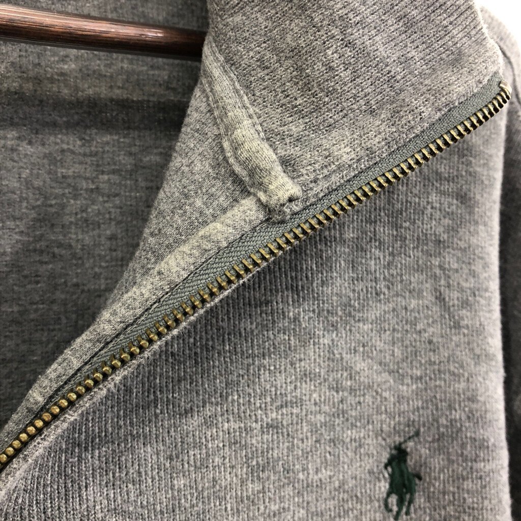 90年代 Polo by Ralph Lauren ポロ ラルフローレン ハーフジップ ドライバーズニット セーター グレー (メンズ XXL) 中古 古着 P8770_画像4