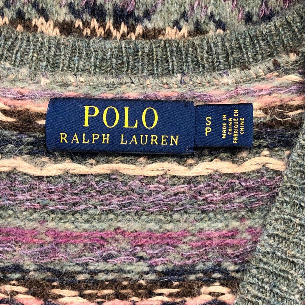 Polo by Ralph Lauren ラルフローレン Vネック ウール ベスト トップス フェアアイル マルチカラー (メンズ XL) 中古 古着 P9570_画像4