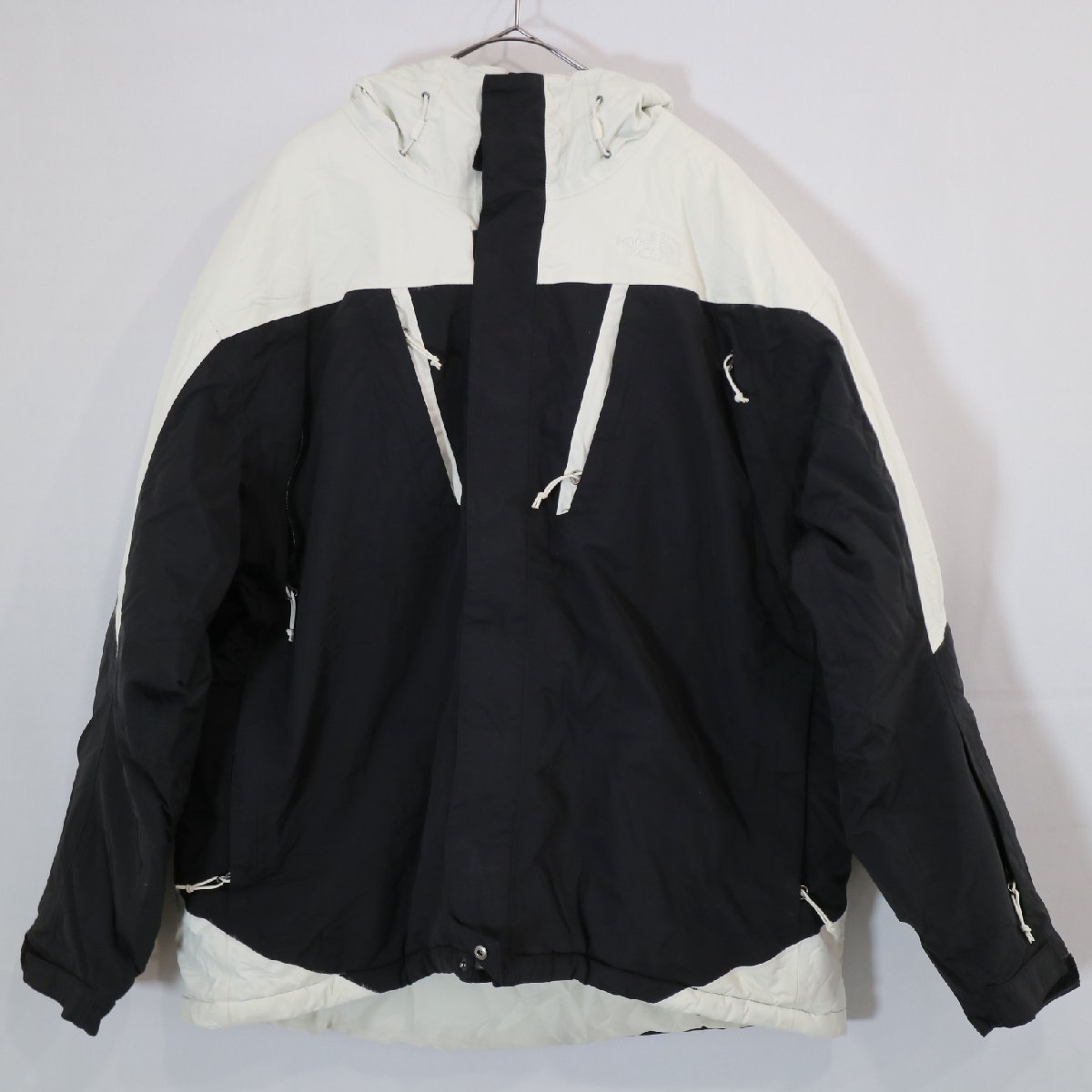 SALE///// THE NORTH FACE ノースフェイス HYVENT ナイロンジャケット アウトドア アウター ブラック×ホワイト ( メンズ XL ) M7689_画像1