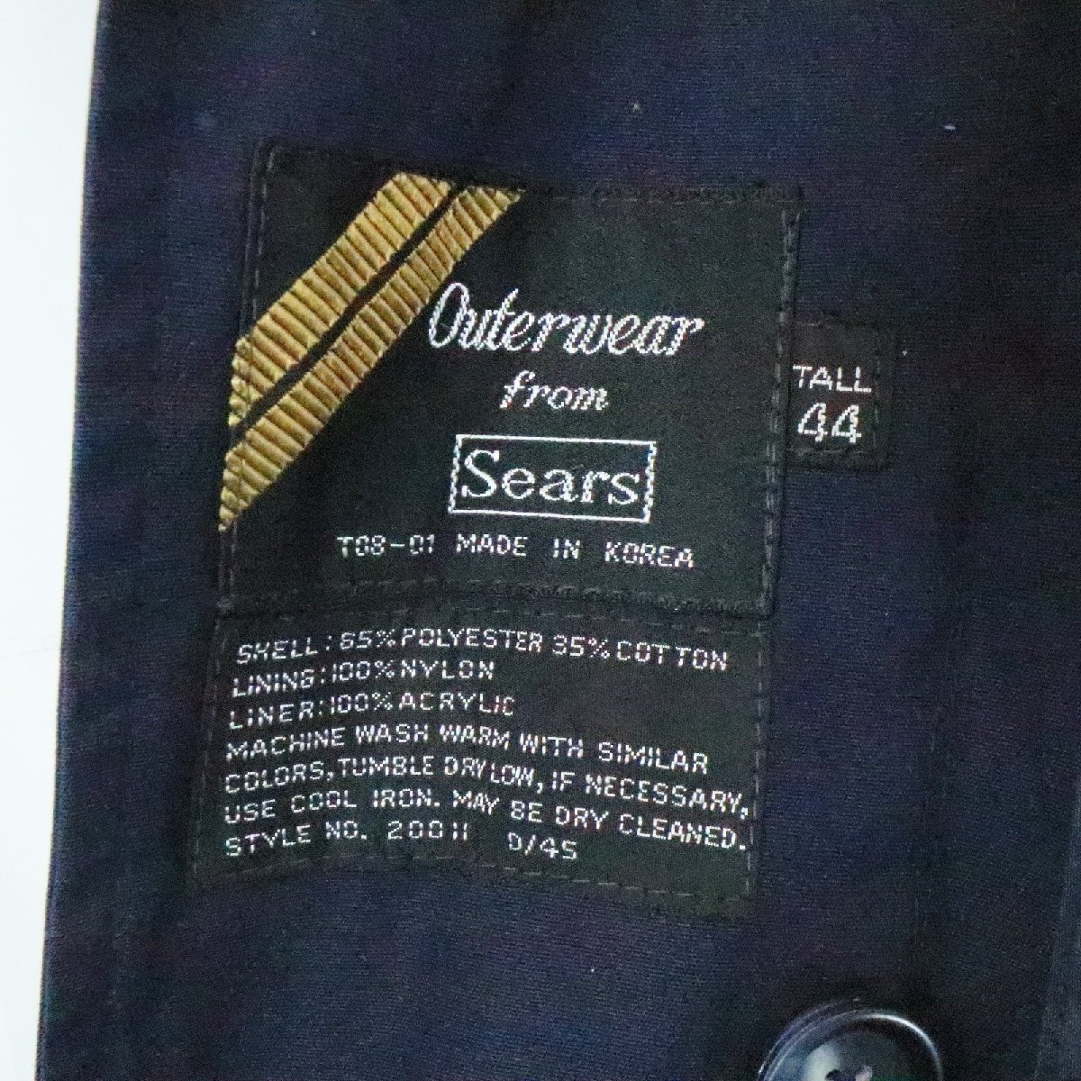 SALE///// 80年代 SEARS シアーズ ステンカラーコート フォーマル スーツ ビジネス 通勤 アイビー ネイビー ( メンズ 44 ) M7529_画像6