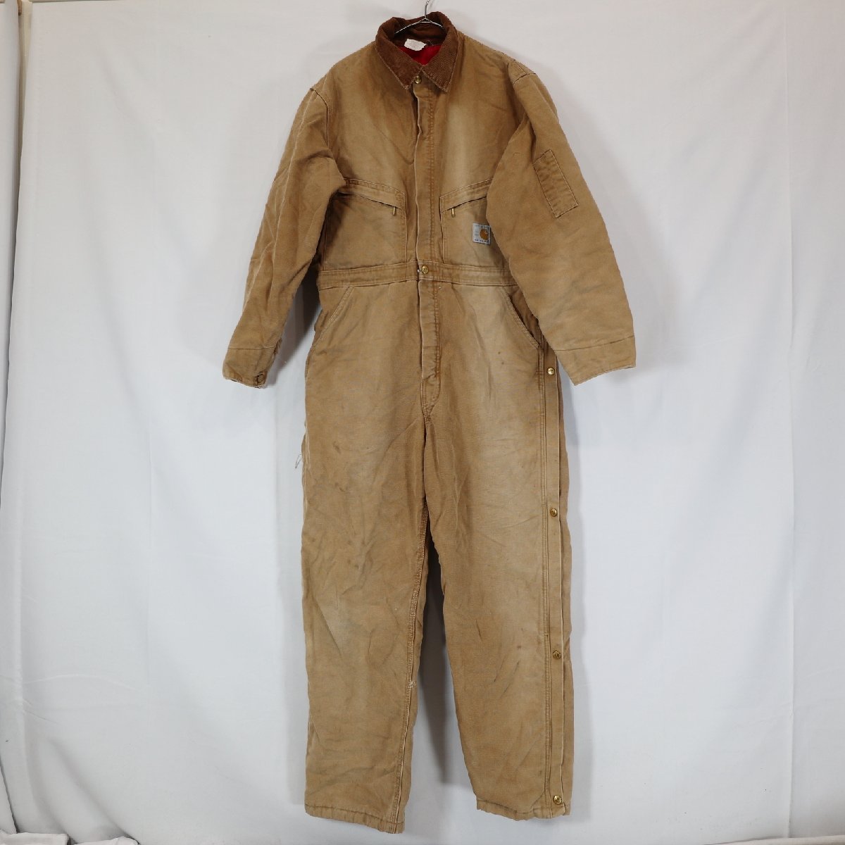 SALE///// 80年代 USA製 Carhartt カーハート オールインワン 100周年記念 ワークウェア 作業着 DIY キャメル ( メンズ 40R ) M8014_画像1