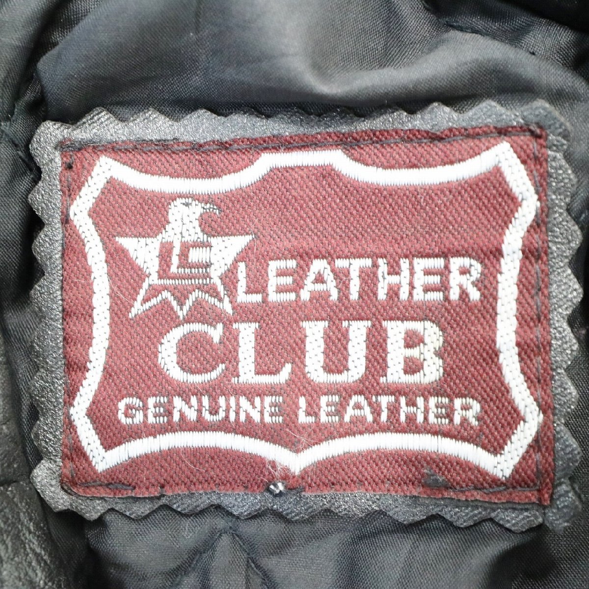 SALE///// LEATHER CLUB レザー ダブル ライダースジャケット アメカジ バイカー サーキット ブラック ( メンズ XLサイズ相当 ) N3096_画像10
