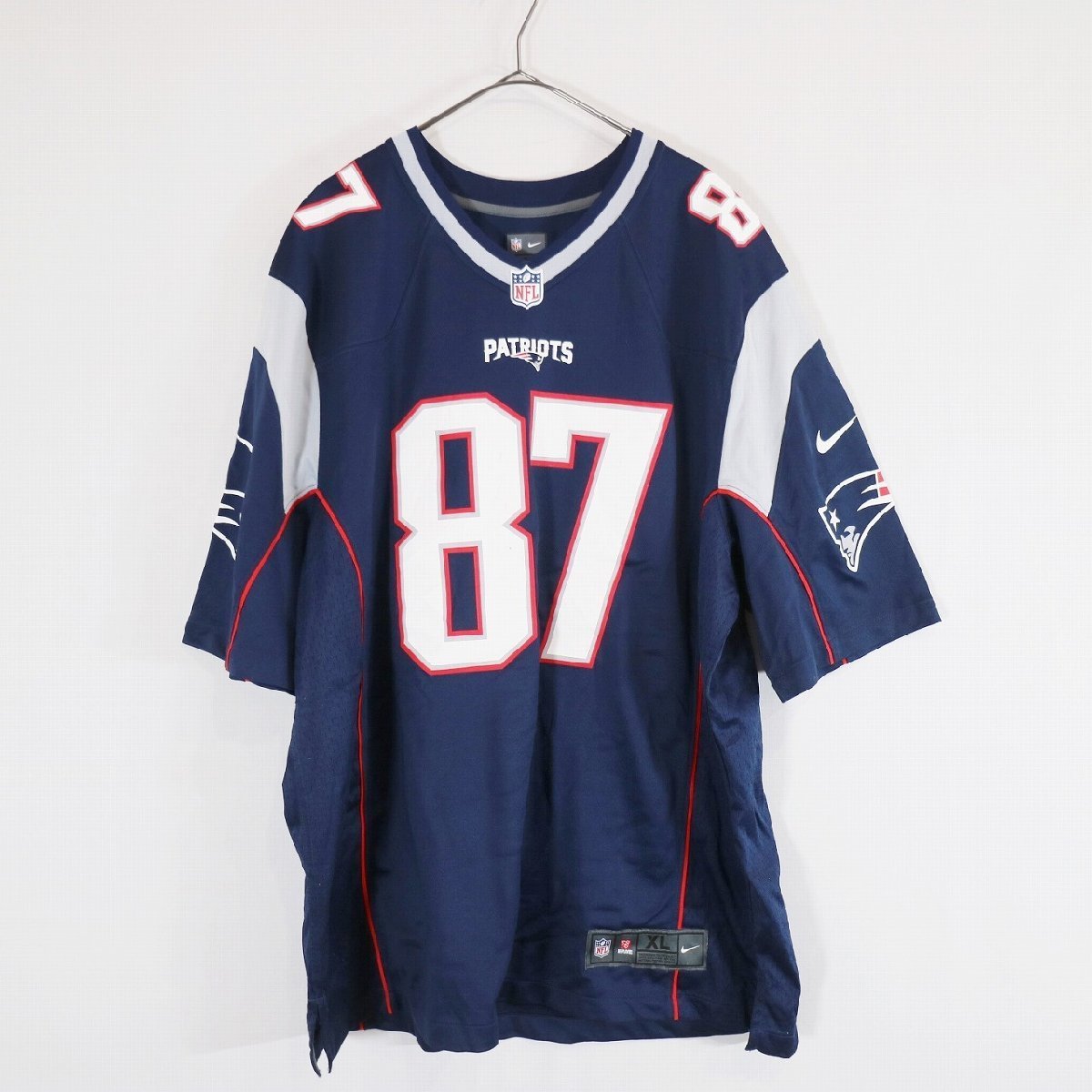 SALE///// NIKE ナイキ NFL ニューイングランド・ペイトリオッツ 半袖 ゲームシャツ プロチーム アメフト ネイビー ( メンズ XL ) N2830_画像1