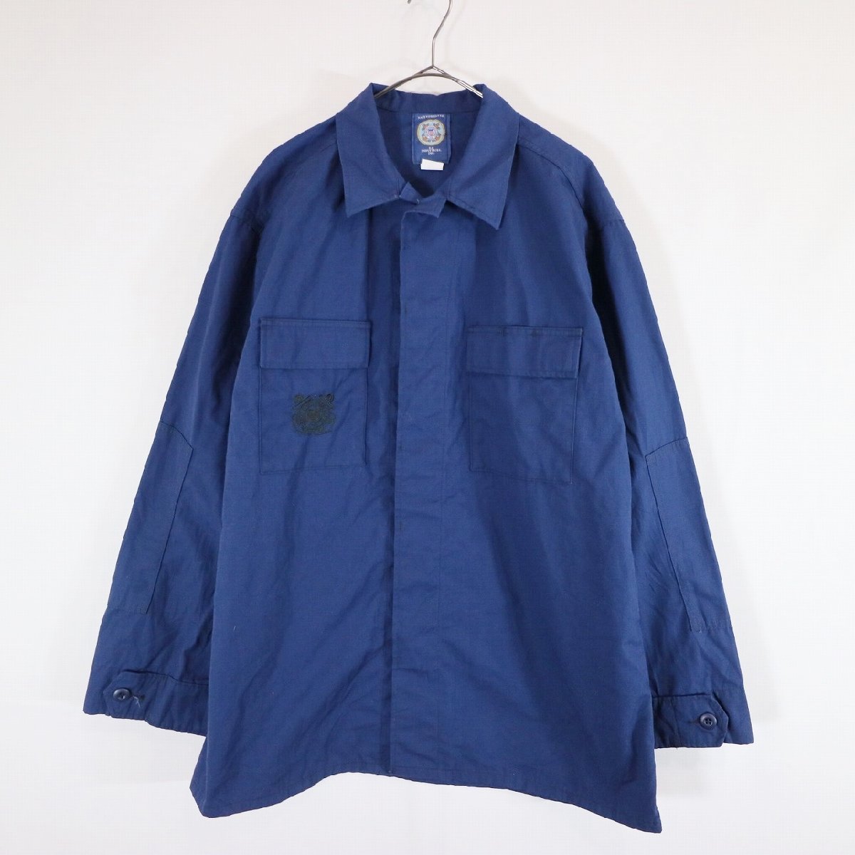 SALE///// 00s 米軍 実物 US.NAVY ワークシャツ ミリタリー アメリカ軍 軍服 海軍 ネイビー ( メンズ 44L ) N3626_画像1