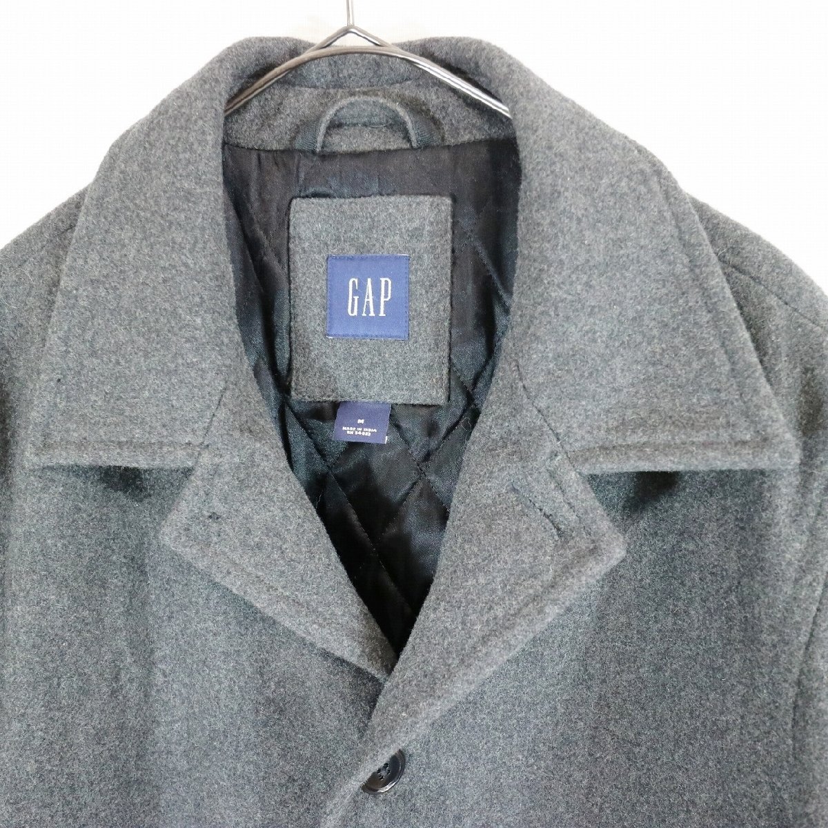 SALE///// GAP ギャップ ウール ステンカラーコート アメリカンカジュアル 防寒 アウター グレー ( メンズ Ｍ ) N4028_画像3