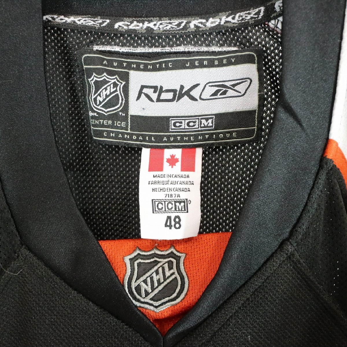 SALE///// Reebok リーボック NHL フィラデルフィア・フライヤーズ 半袖 フットボールシャツ スポーツ ブラック ( メンズ 48 ) N4061_画像6