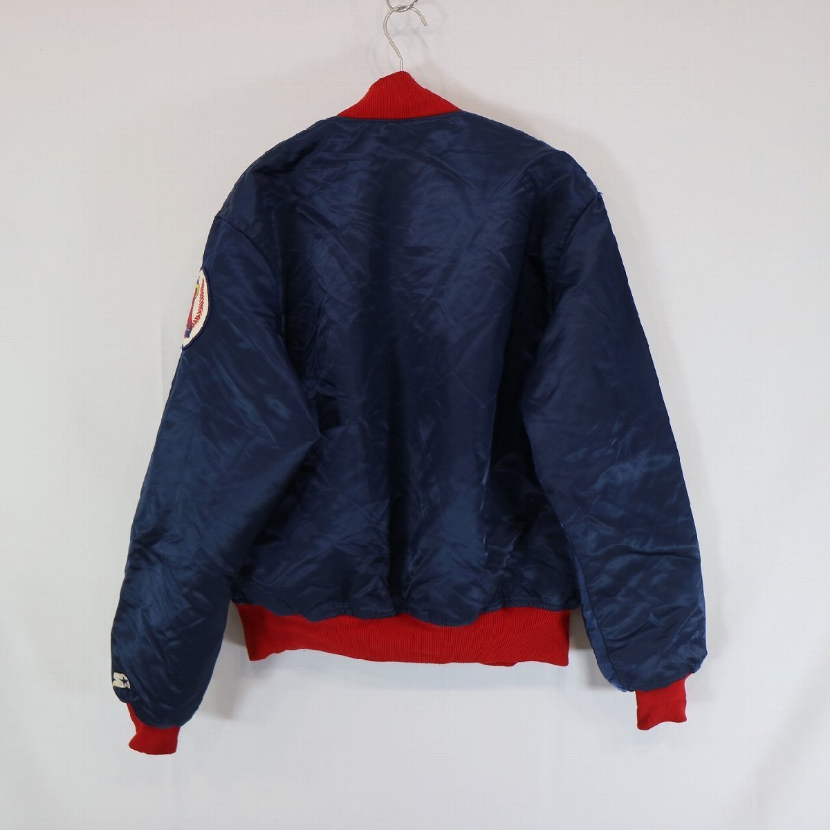 SALE///// 80-90s USA製 STARTER スターター MLB エンゼルス ナイロンジャケット プロチーム 野球 ネイビー ( メンズ L ) N4335_画像2