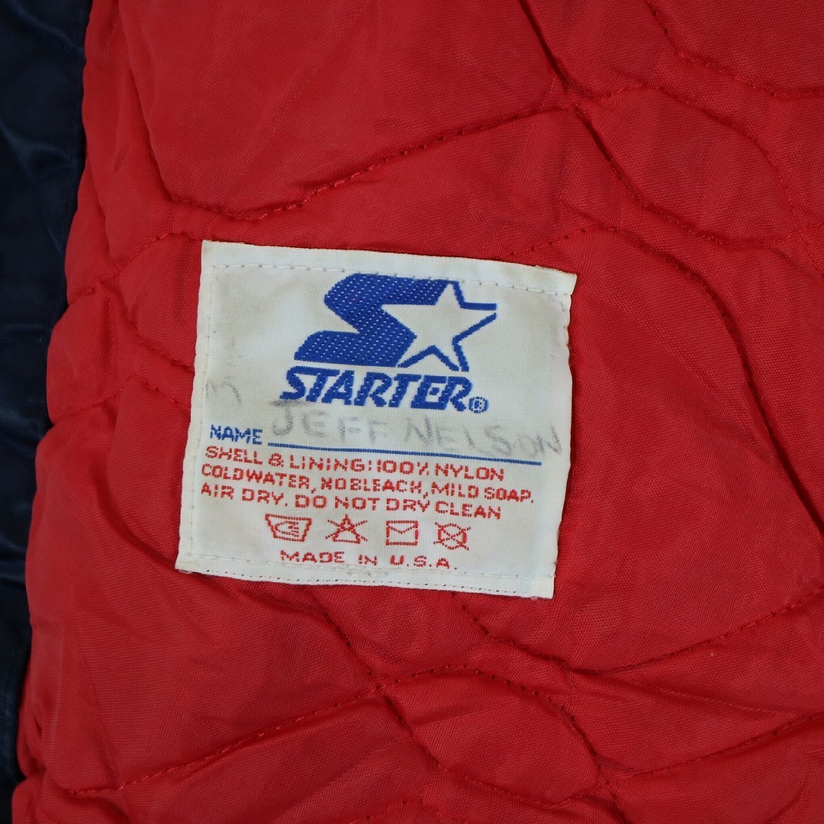 SALE///// 80-90s USA製 STARTER スターター MLB エンゼルス ナイロンジャケット プロチーム 野球 ネイビー ( メンズ L ) N4335_画像6