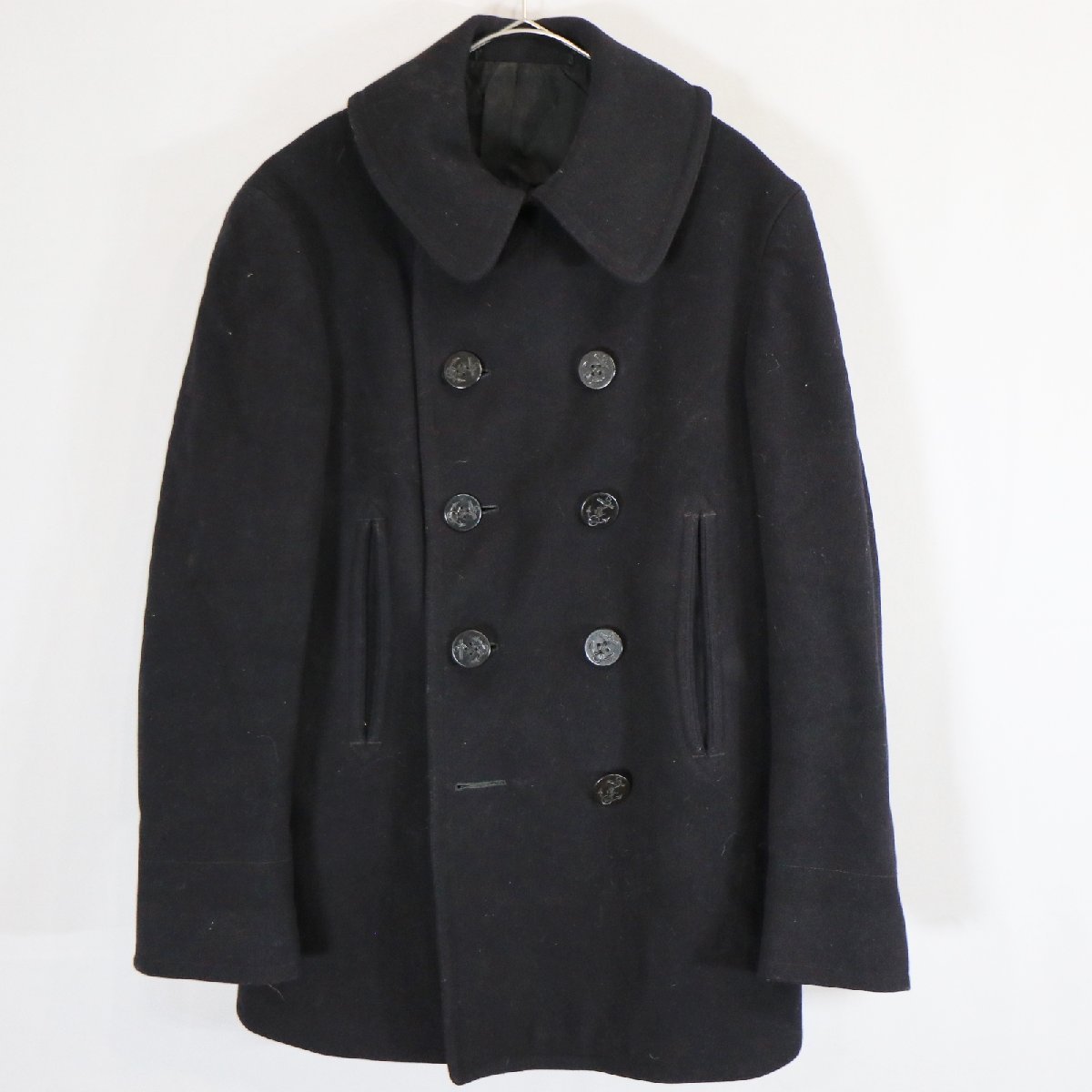 SALE///// 40s 米軍 実物 US.NAVY Pコート ミリタリー アメリカ軍 軍服 海軍 ネイビー ( メンズ M相当 ) N4239_画像1