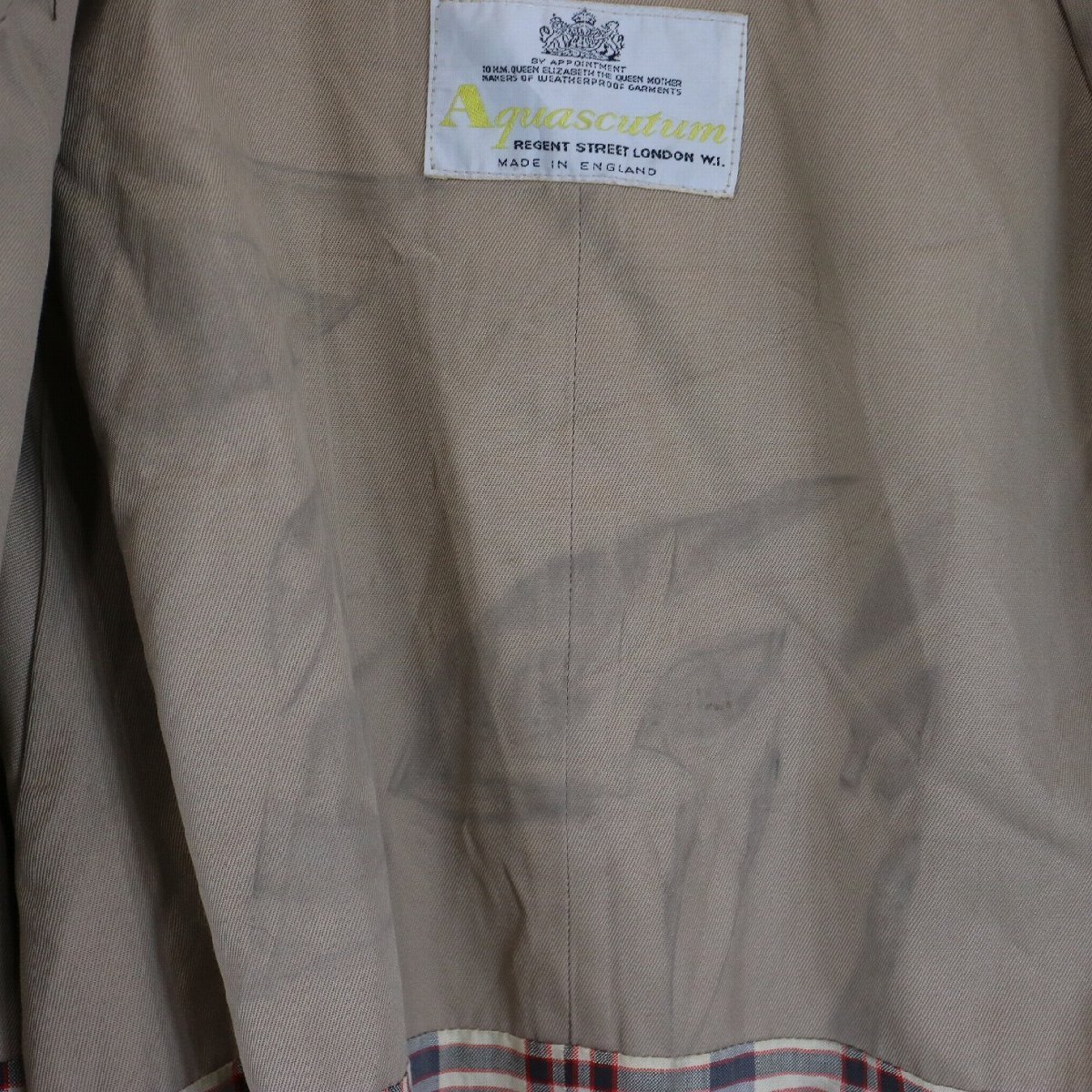 SALE///// 70-80s イングランド製 Aquascutum アクアスキュータム トレンチコート アウター 防寒 ベージュ ( メンズ M相当 ) N4846_画像5