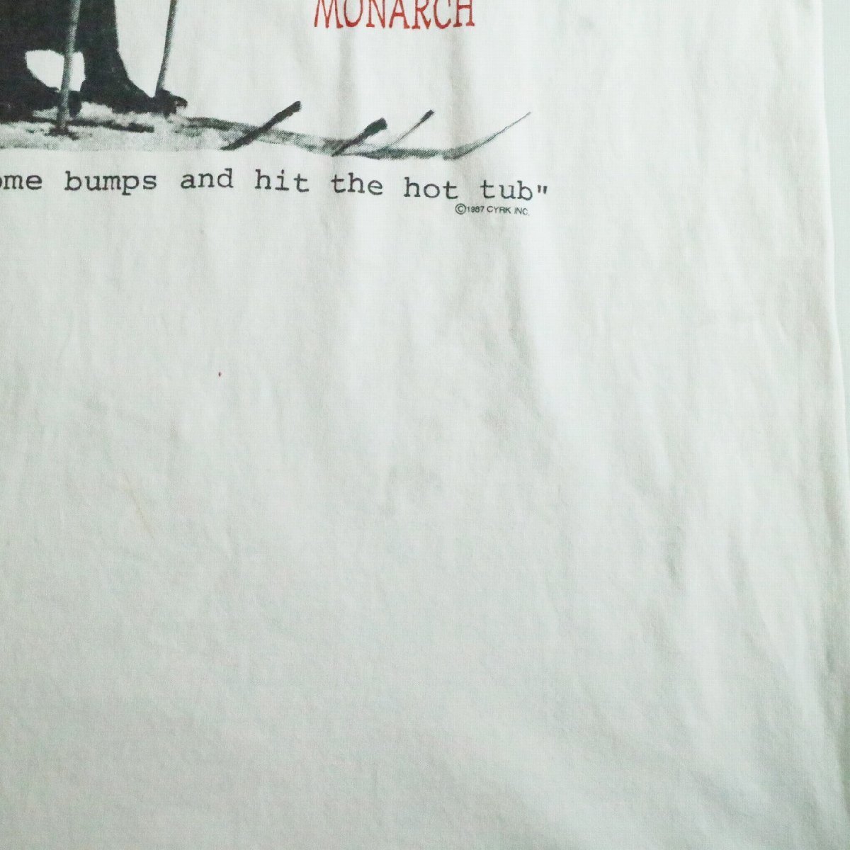 SALE///// 【SALE】F□80年代 USA製 CYRK SPORT Vail Bumps Tシャツ 半袖 スキー プリント ホワイト 白 (XL) 大きいサイズ k8808_画像4
