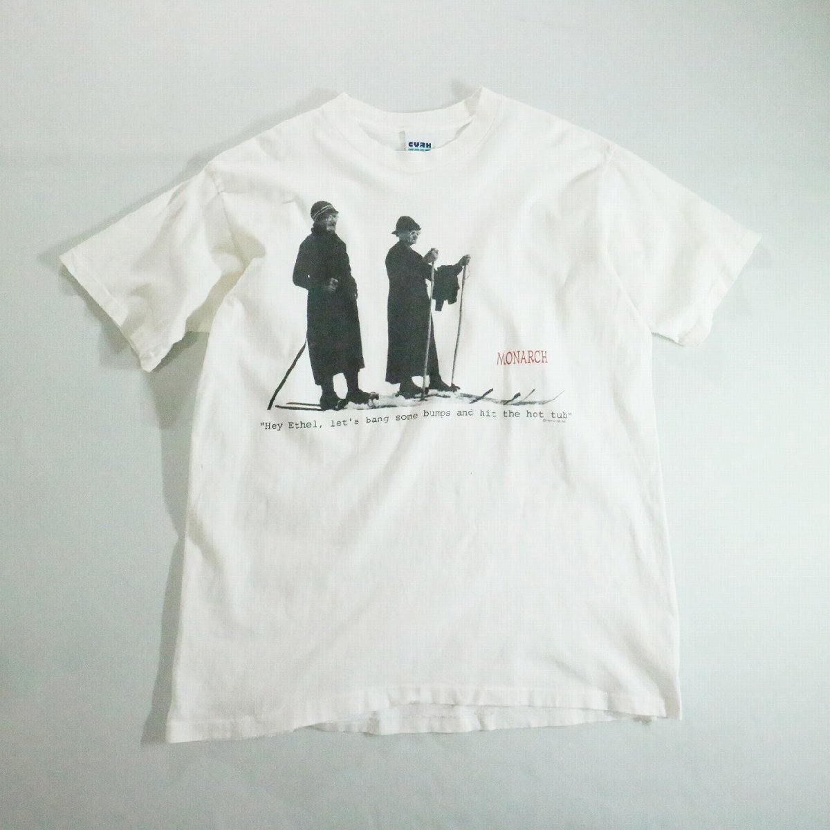 SALE///// 【SALE】F□80年代 USA製 CYRK SPORT Vail Bumps Tシャツ 半袖 スキー プリント ホワイト 白 (XL) 大きいサイズ k8808_画像1