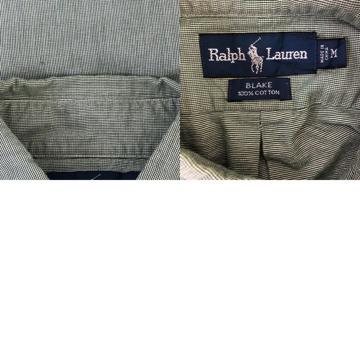 90年代 RALPH LAUREN ラルフローレン BLAKE ボタンダウン 長袖シャツ トップス アメカジ チェック グリーン (メンズ M) 中古 古着 P7554_画像10