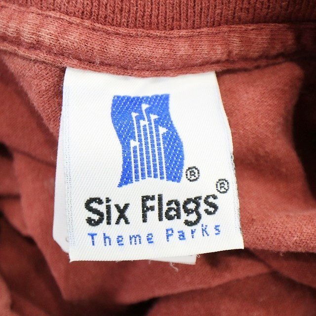 SALE///// 90s USA製 Six Flags 半袖 プリントＴシャツ ルーニー・テューンズ タズマニアンデビル ワインレッド ( メンズ XXL ) M9578_画像9