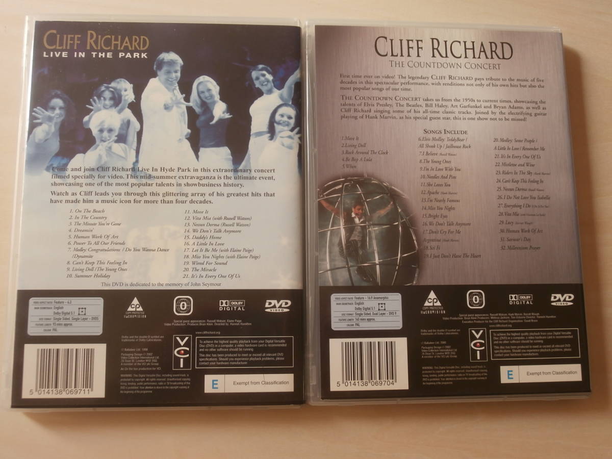 音楽DVD&disc " LIVE IN THE PARK , THE COUNTDOWN CONCERT " Cliff Richard クリフ・リチャード_画像2