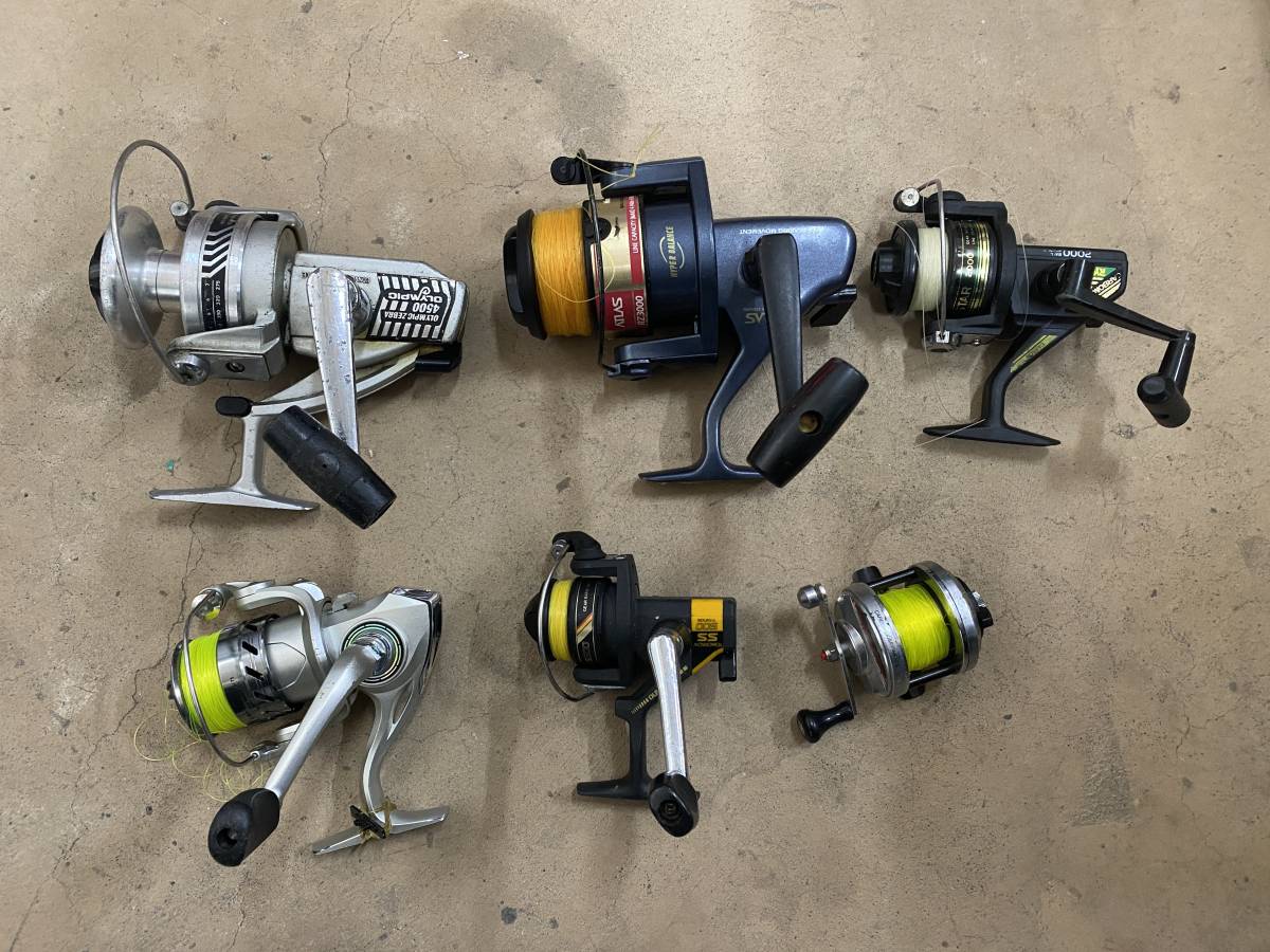 M-5437 【同梱不可】980円～ 現状品　釣具　リール　6点まとめ　SHIMANO/RYOBI 等　釣り　フィッシング　_画像1