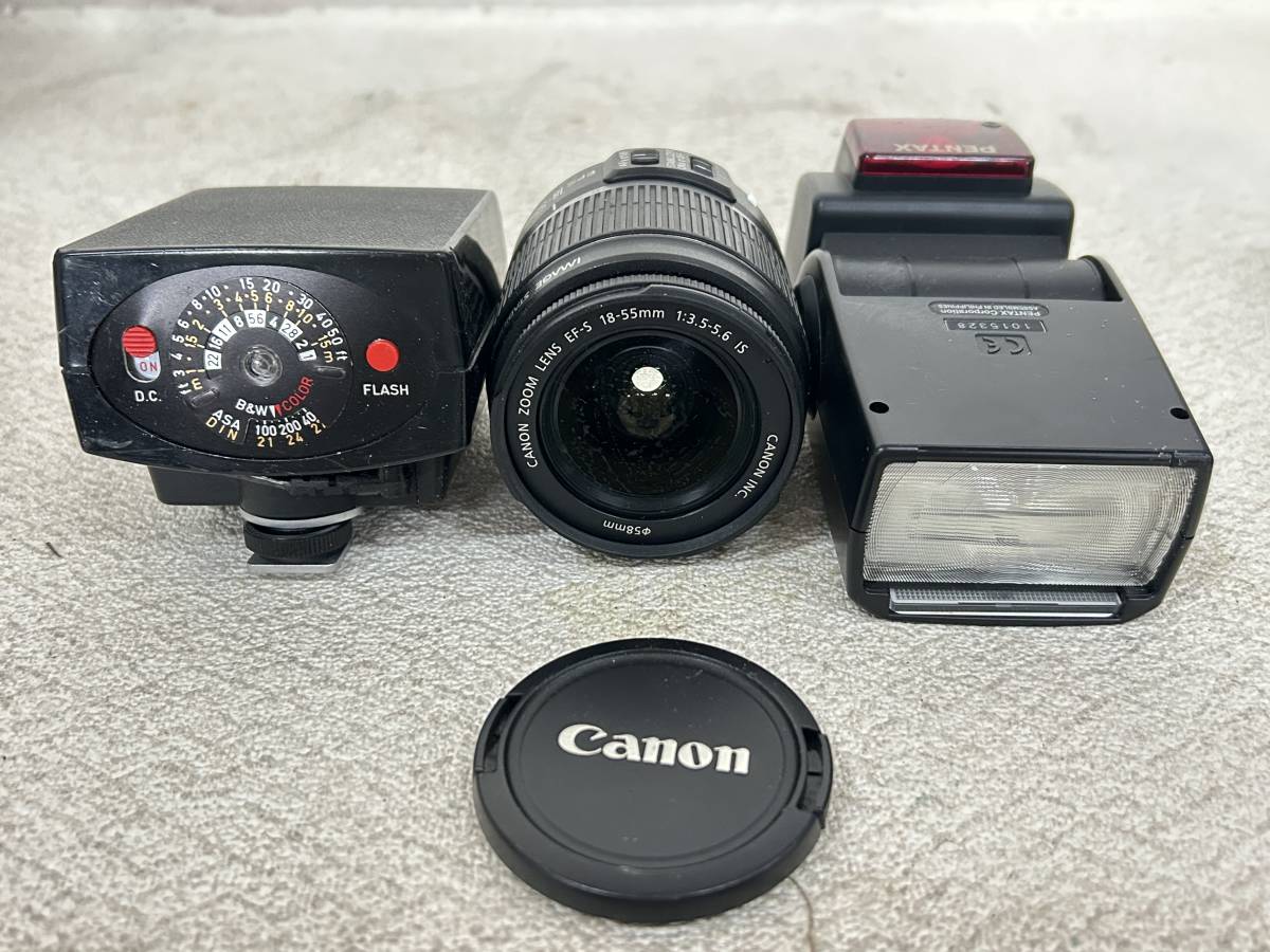 M-5479 【同梱不可】980円～ 現状品　カメラアクセサリーまとめ　PENTAX/Canon　ストロボ　スピードライト　レンズ　バッグ_画像3