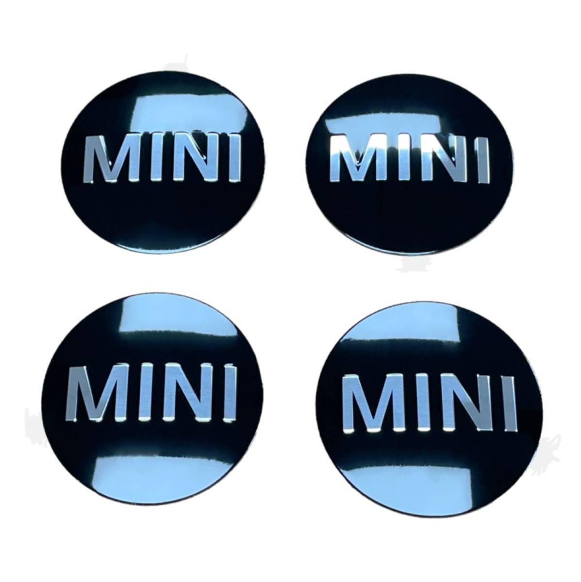 MINI ミニ センターキャップ ステッカー 56.5mm ブラック アルミ製 4枚セット 新品未使用 送料無料 BMW　_画像3