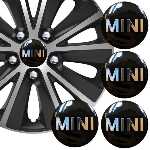 MINI ミニ センターキャップ ステッカー 56.5mm ブラック アルミ製 4枚セット 新品未使用 送料無料 BMW　_画像1