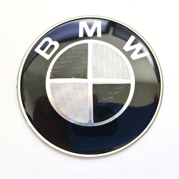 BMW エンブレム 45mm 用 カーボン ブラック ホワイト ステアリング ハンドル 新品未使用 送料無料　_画像1