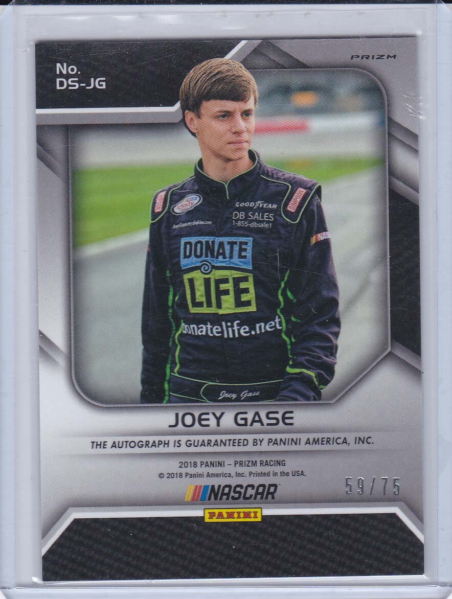 2018 panini prizm ジョーイ ゲイス 直筆サインカード joey gase レーシングドライバー モータースポーツ nascar オートグラフ F1の画像2