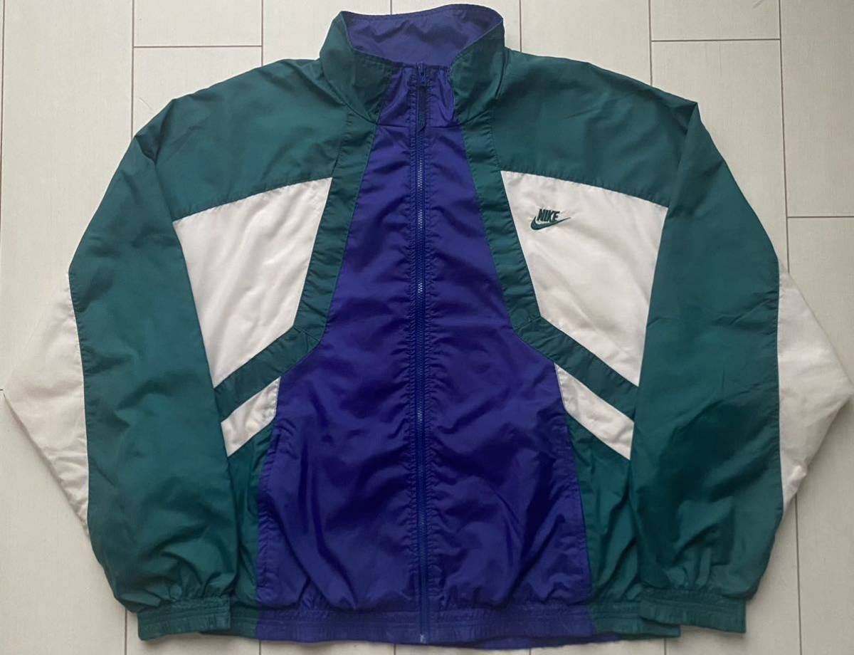 送料無料 希少 美品 90s vintage ビンテージ NIKE ナイキ ナイロン マルチ クレージー カラー ブロック ジャケット 切替 XL flight jordan_画像2