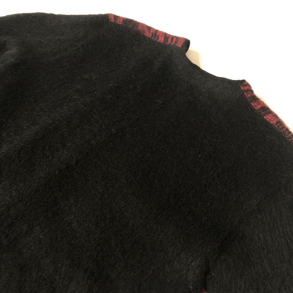 60s Harridge Row at Bond\'s Wool Mohair Knit Cardigan Black 60 period mo hair cardigan black base vintage Vintage 