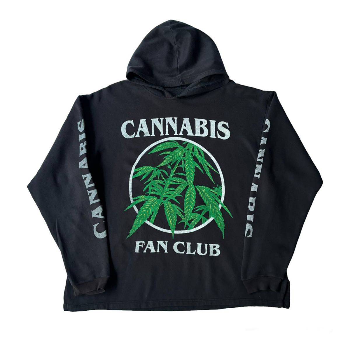 90s? Unknown Cannabis Fan Club Marijuana Print Sweat Hoodie 90年代? マリファナ プリント スウェットパーカー 大麻プリント vintage_画像1