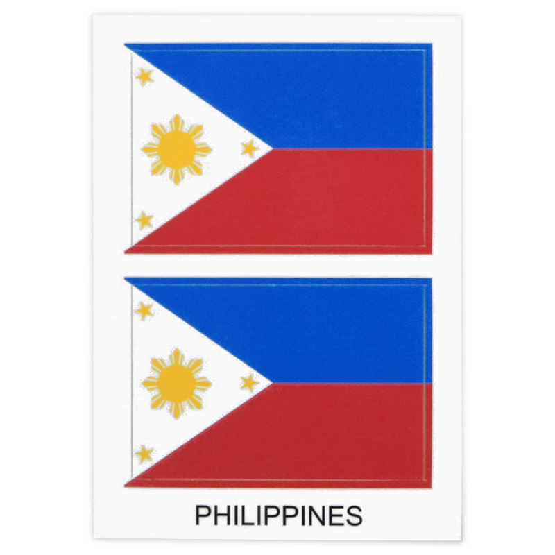 国旗◆メール100円◆ フィリピン 小 2枚入 PP素材,耐水 東洋マーク ステッカー 3448_画像1