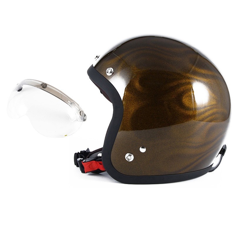 72JAM ジェットヘルメット&シールドセット GHOST FLAME - ゴールド フリーサイズ:57-60cm未満 +開閉式シールド APS-01 JG-15の画像1