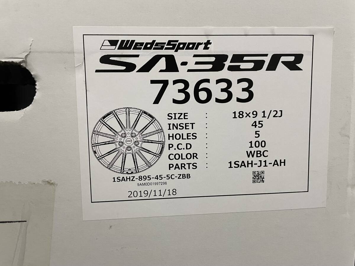 新品 WEDS ウェッズスポーツ SA35R 18x9.5+45 5/100 WBC GR86 ZN8 86 ZN6 BRZ カローラスポーツ WRX GDB チューナーサイズ 4本セット在庫有の画像3