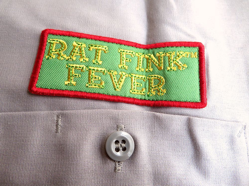 未使用 展示品 RF RAT FINK ラットフィンク RED KAP ワーク 長袖シャツ グレー × ネオンオレンジ サイズM MOONEYESの画像5