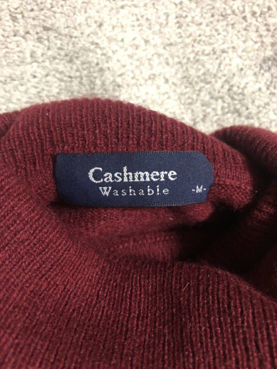 良品 中国製 Cashmere Washable/カシミヤ ウォッシャブル/イトーヨーカ堂 カシミヤ-100% タートルネック カシミセーター エンジ M_画像5