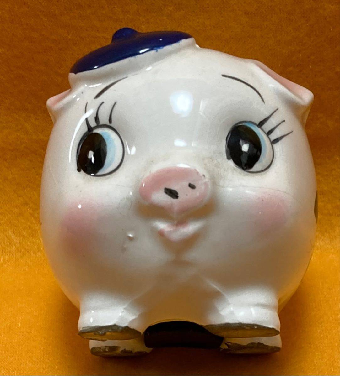 レトロ/中古品　花豚　豚さん貯金箱　陶器製【現地引き取り 可】_画像5