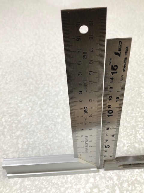 【20cm】■マイティスコヤ　200mm×114mm【直角定規】表裏同目盛り　台付きスコヤ　ステンレス鋼　アルミ合金　木工定規　指金_画像5